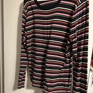 a new day Women's Long Sleeve Striped Tee - Black, Pink, White